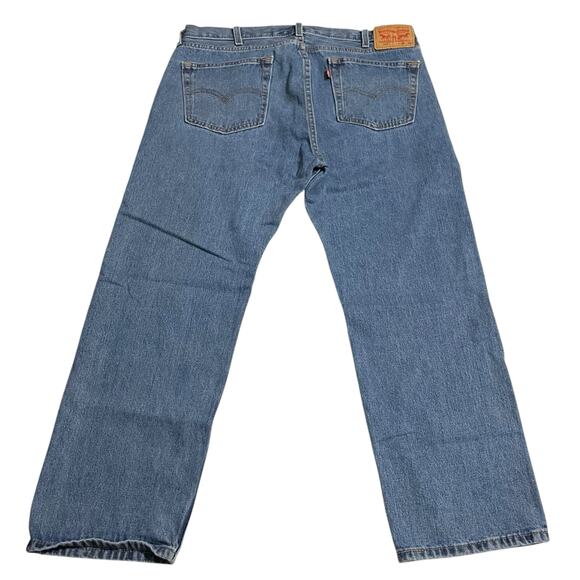 Levis 505 Mens Jeans Size 38 Blue Regular Fit Straight Zip Fly Denim Inseam 28 - Picture 2 of 12